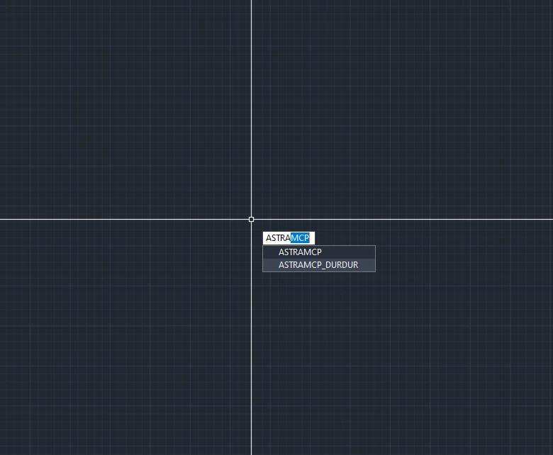 AutoCAD komut satırında ASTRAMCP ve ASTRAMCP_DURDUR komutları